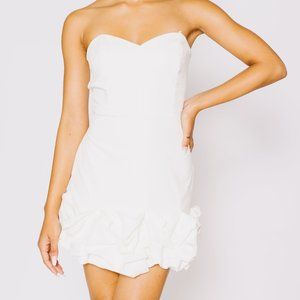 Strapless Mini Dress With Puff Hem